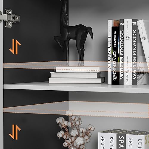 Miniatura 5 de Homsee Aparador moderno con 4 puertas decorativas, 4 compartimentos de almacenamiento y estantes ajustables, mesa consola de madera con patas de