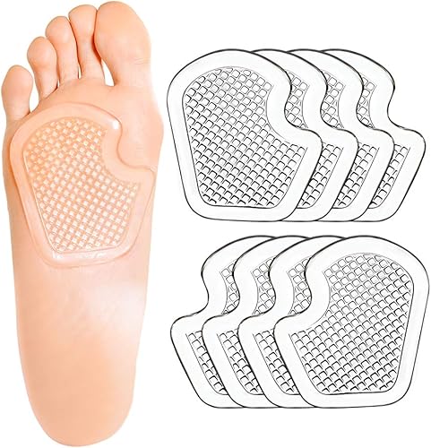 Almohadillas metatarsianas, 8 cojines de gel, cojín de bola de pie para proteger y aliviar el dolor metatarsiano, sesamoide, bola de pie, 4 pares