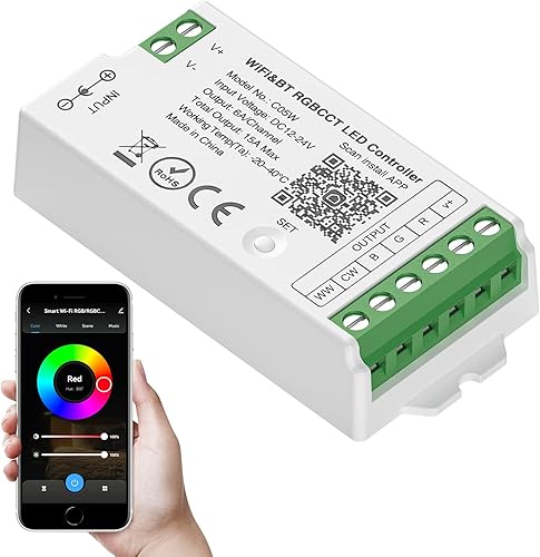 Miniatura 7 de SEZO C02W WiFi Bluetooth doble tira LED blanca controlador de control de grupo, soporte Tuya Smart Life aplicacióncontrol de voz compatible con