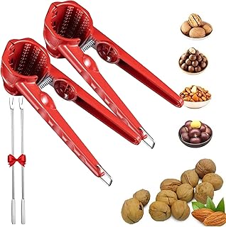 Multifunction Nutcracker with Non Slip Handle, Heavy Duty Pecan Walnut Plier Open, Nutcracker Tool for Walnut, Nuts, Chestnut, Hazelnuts (2PCS)