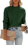 ANCAPELION Women's Long Sleeve Sweater Casual Solid Color Pullover Sweatshirt Ribbed Knit Crew Neck Sweater Shirt for Women