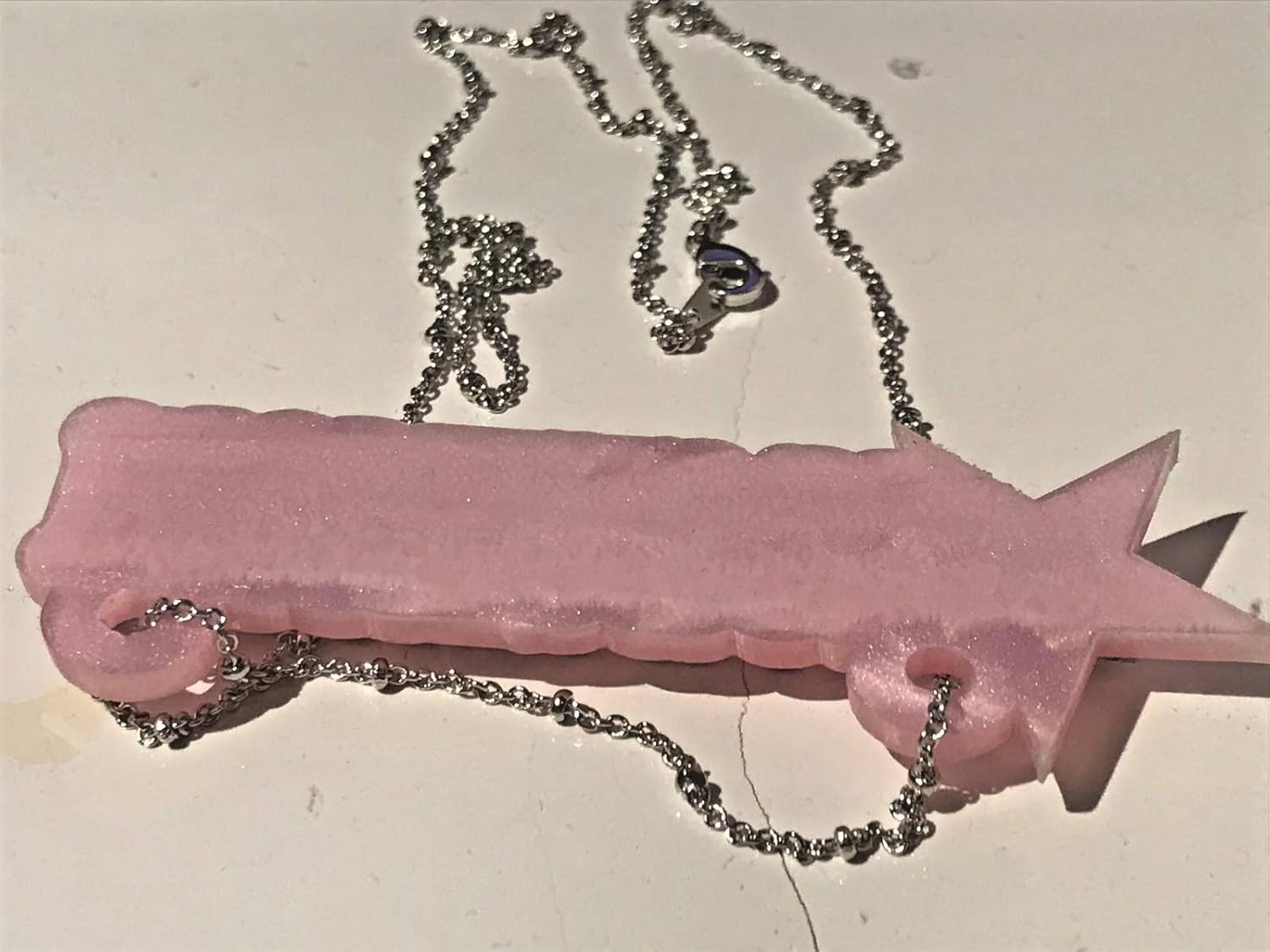 MIRROR MANIA Personalized Name Necklace, Custom Nameplate, Laser Cut, Diamond Look, Silver and Pink Marble, Made To Order, Any Name - Dazzling and Stunning!