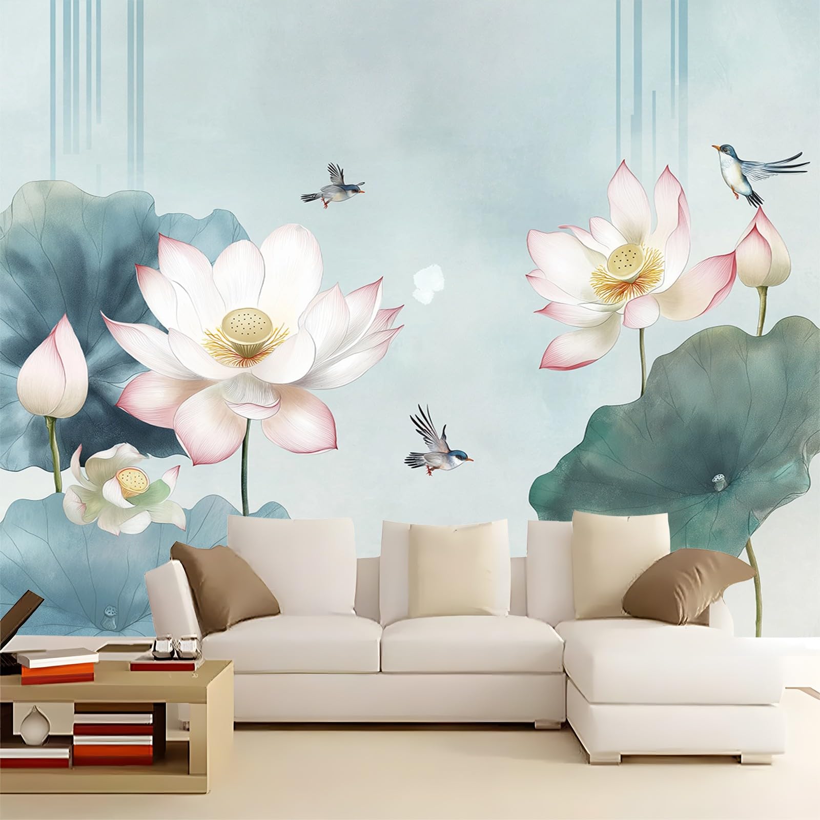 Panoramiquelotus tapeta tradycyjna róża zielona 350 x 256 cm (szer. x wys.), tapeta 3D duże ściany plakat do salonu, pokoju dziecięcego dla dorosłych tapeta z włókniny do sypialni