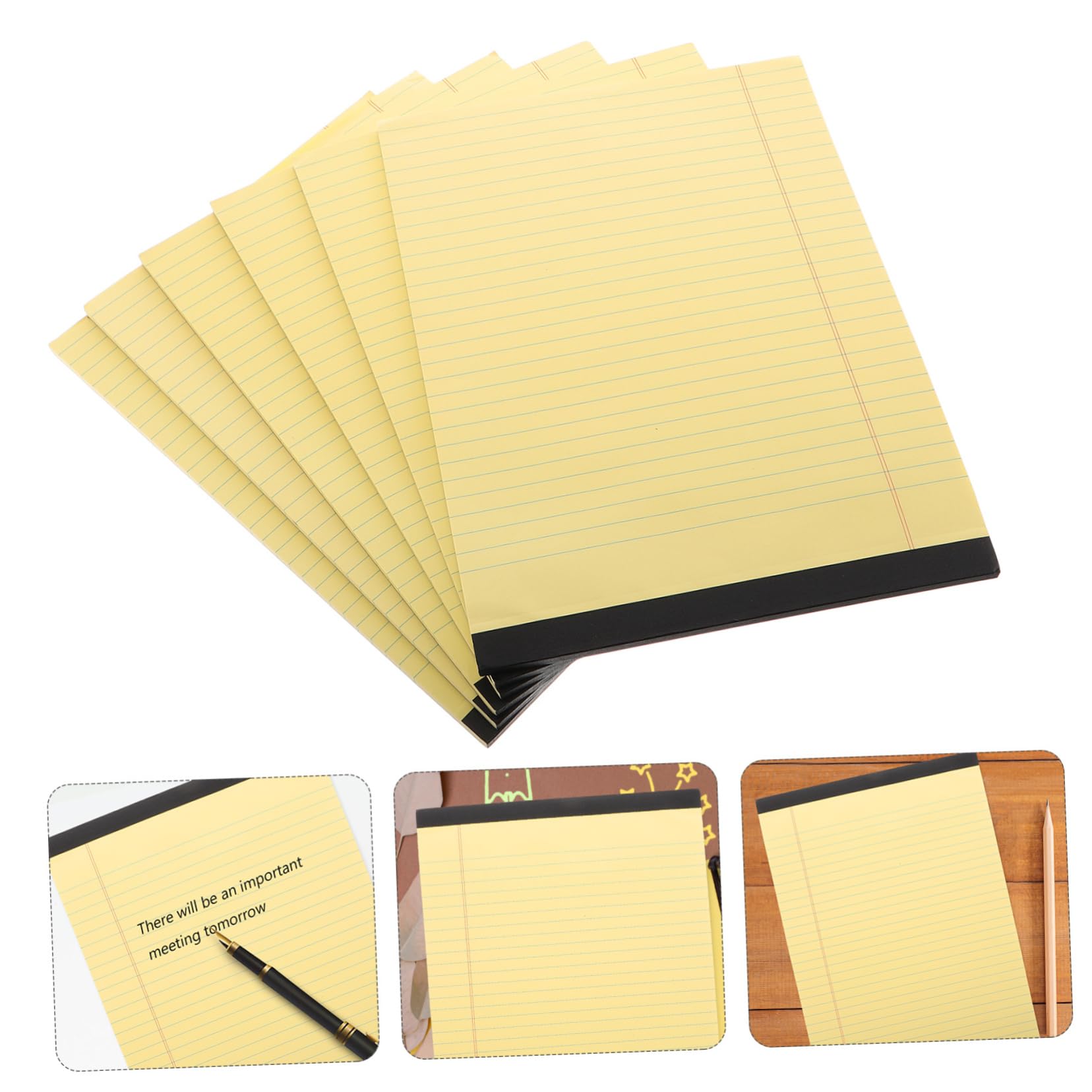 Uonlytech Blocchi per Note A4 Gialli 6 Pezzi Pagine a Righe e Design Strappabile in Pasta di Legno, Quaderno per Studenti e Professionisti, per Ufficio e Journaling