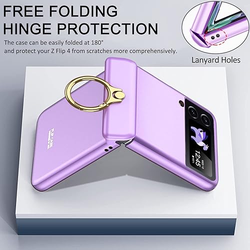 Miniatura 6 de Miimall Funda para Samsung Galaxy Z Flip 4 con soporte de anillo, funda para Galaxy Z Flip 4 con protección magnética de bisagra + protector de