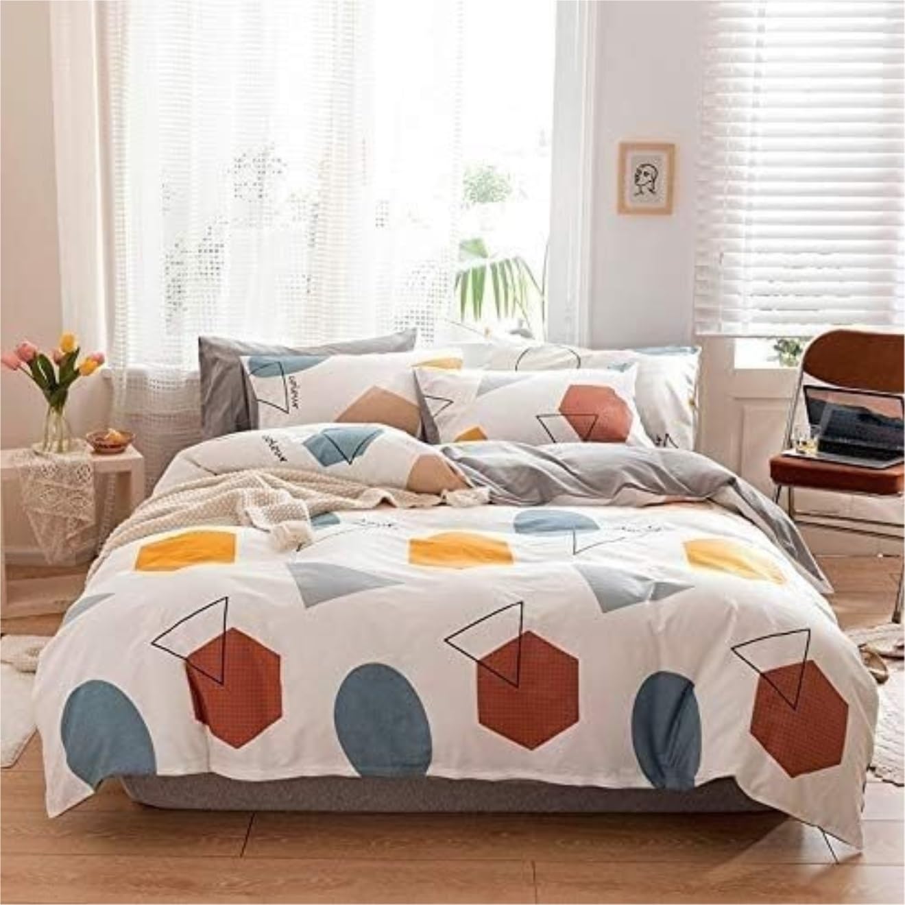 Komplet Pościeli Bedding Pościel Zestawy Pościeli Bawełnianej Prosty Styl Poszwa Na Kołdrę Tekstylia Domowe Poszwa Na Kołdrę Miękka, Przyjazna Dla Skóry Bawełniana Poszwa Na Kołdrę Zestaw Pościeli(Whi