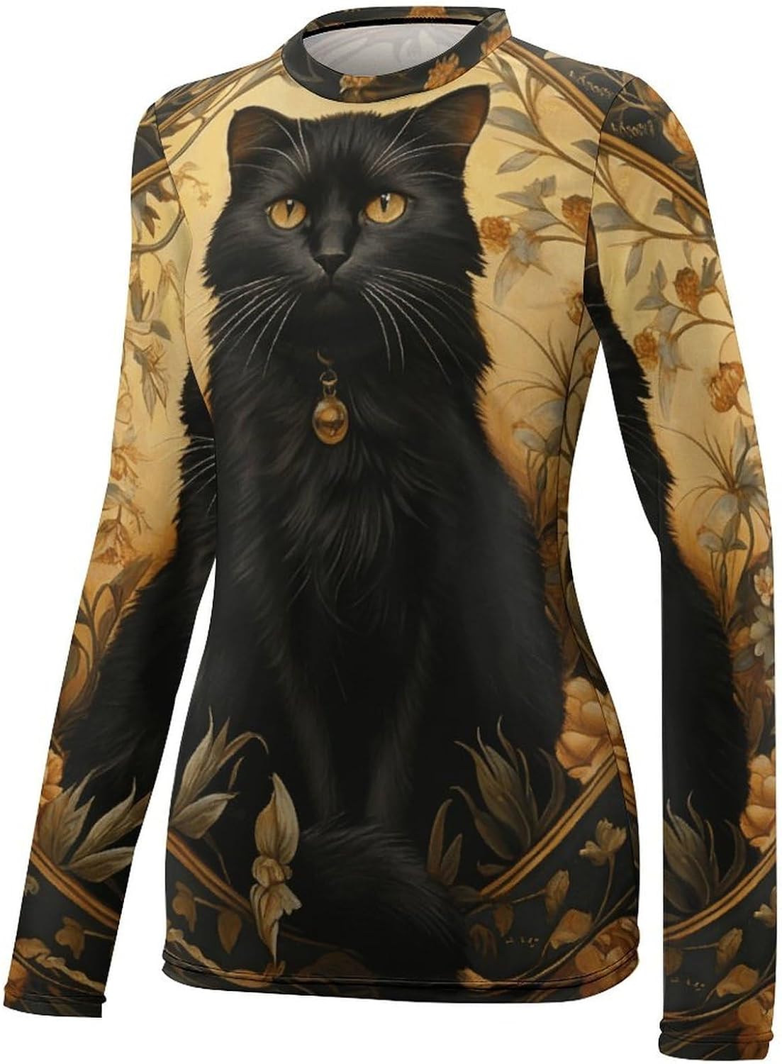 Black Cats Rash Guard for Women UPF 50+ UV Sun Protection | Long Sleeve Workout Top Quick Dry Athletic Hiking Shirt Moisture Wicking Swim Shirt for Running, Cycling, Swimming
