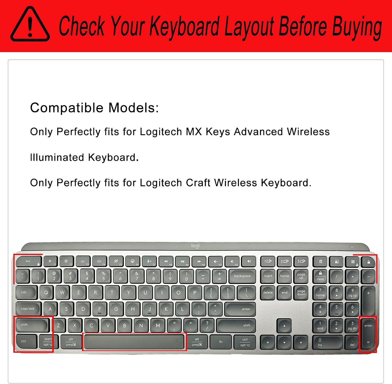 Ultra-Thin Silicone Keyboard Cover for Logitech Craft, MX, Keys Keyboards. image 2
