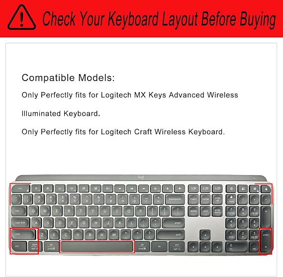 Ultra-Thin Silicone Keyboard Cover for Logitech Craft, MX, Keys Keyboards. | Logitech keyboard protector: waterproof, dustproof, non-slip, wear-resistant, and easy to clean-Mint Green