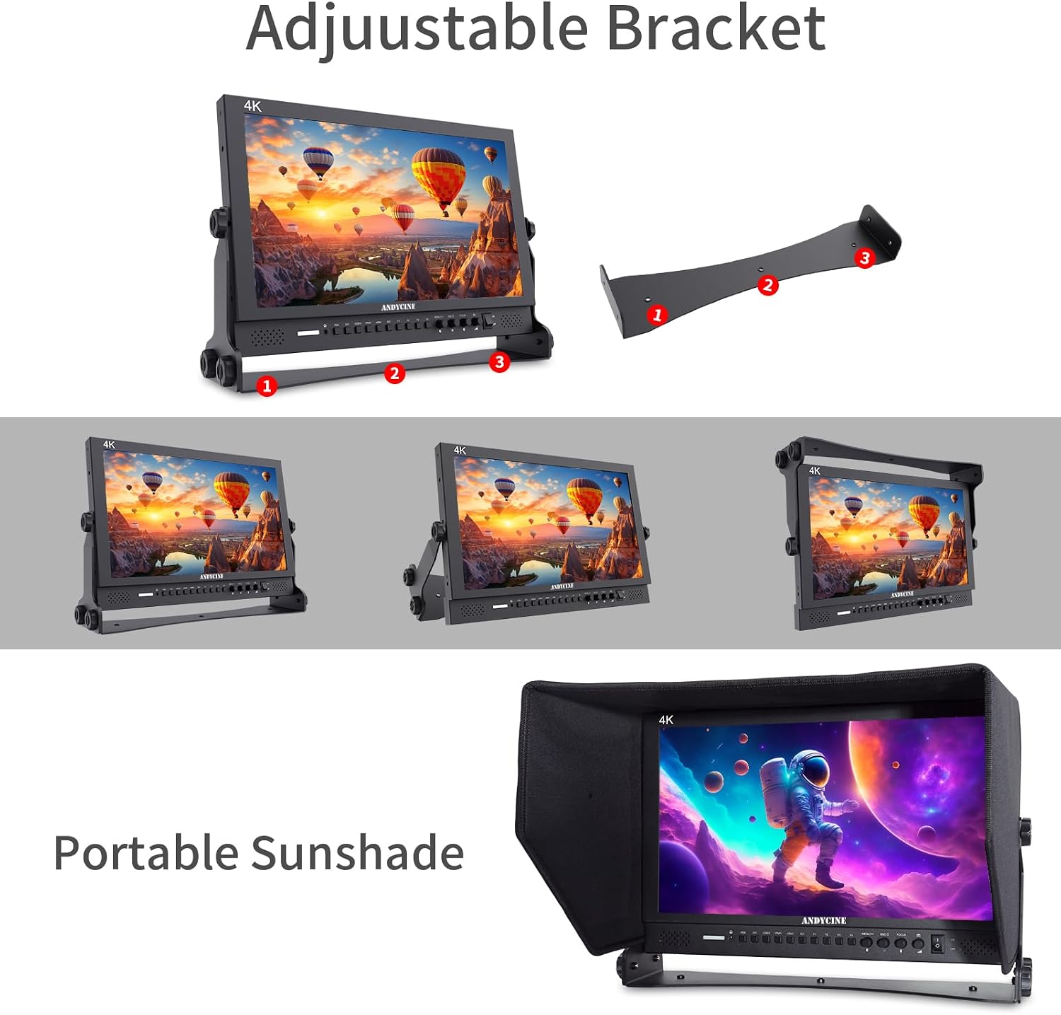 ANDYCINE C173S 17.3 Inch 1920x1080 Resolution 4K HDMI 3G-SDI Input and Output Broadcast Production Monitor,Desktop Director‘s Monitor with YPbPr, Video