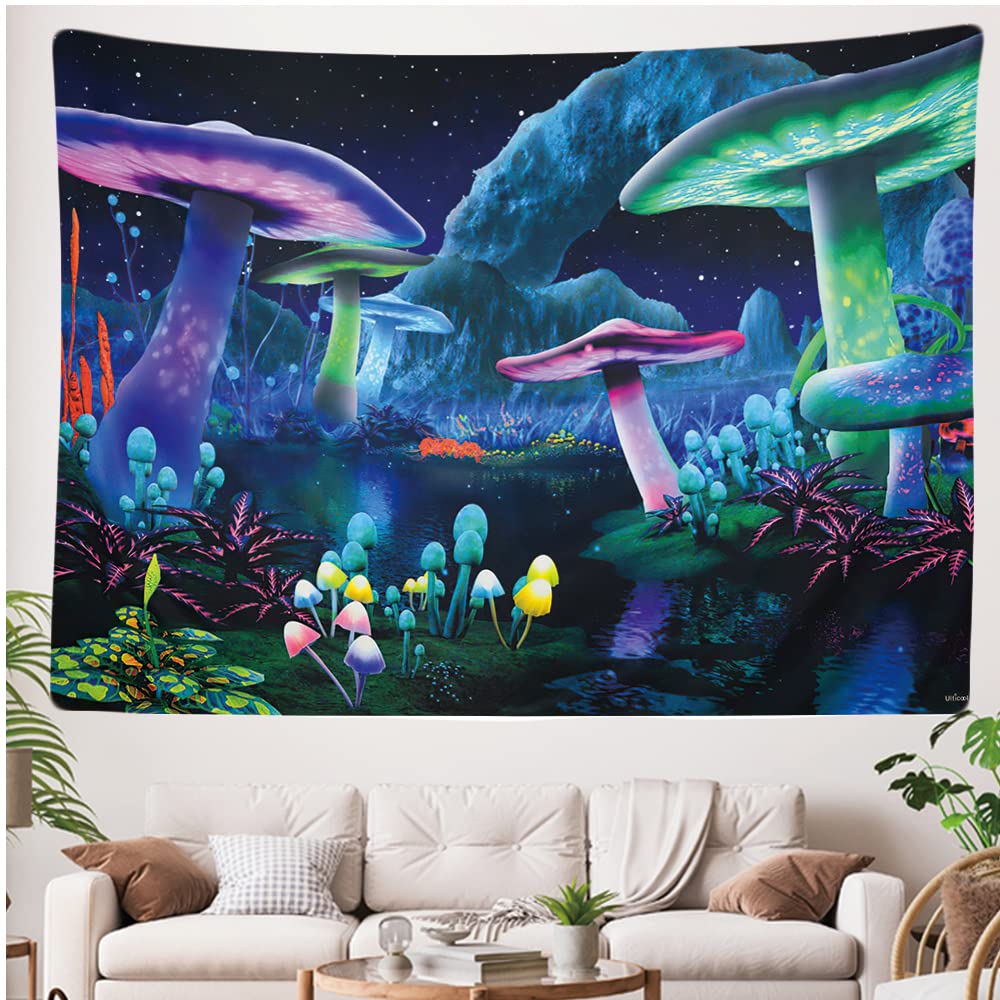 Ulticool, Mushrooms Psychedelic Tapestry XXL, 200 x 150 cm, Poster Wall Carpet Cloth Photo Wallpaper - Image 4