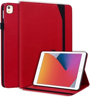 Longga Business Case for iPad 10.2"(2021/2020/2019)/iPad Pro 10.5" 2017/iPad Air 3 10.5" 2019,PU Leather Folio Stand Cover with Pen Holder Shockproof for iPad 10.2"/ Pro 10.5"/ Air 3 Case – Red