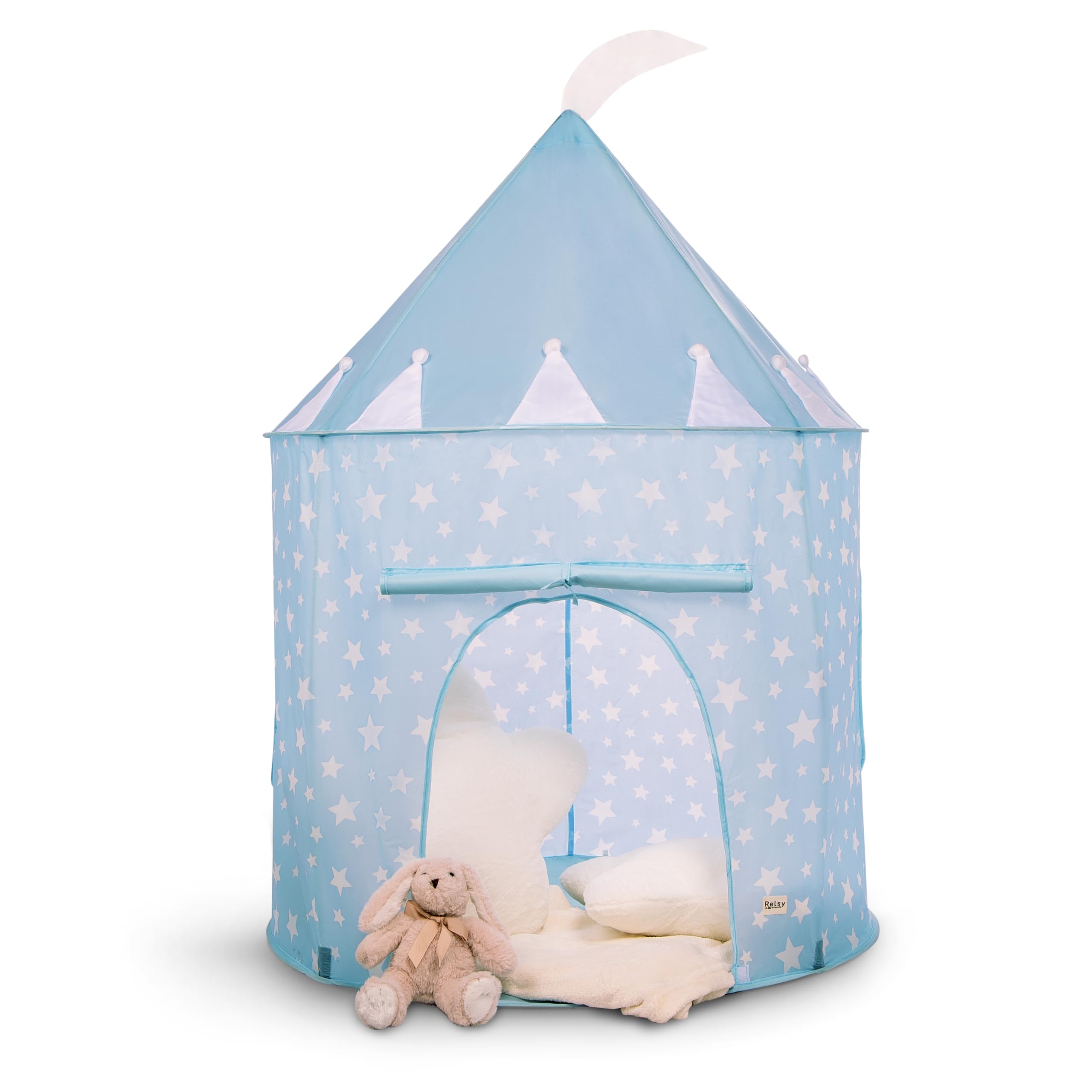 Tenda da Gioco Blu per Bambini, Tenda Pop-up Stellata per Interni/Esterni per Bambini e Neonati, Area di Gioco/Piscina di Palline e Giocattoli da Giardino, Design Stella Blu Unisex