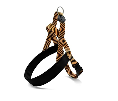 MORSO® Arnés Noruego Ajustable para Perros pequeños, Amarillo/Naranja y Negro, Talla SM