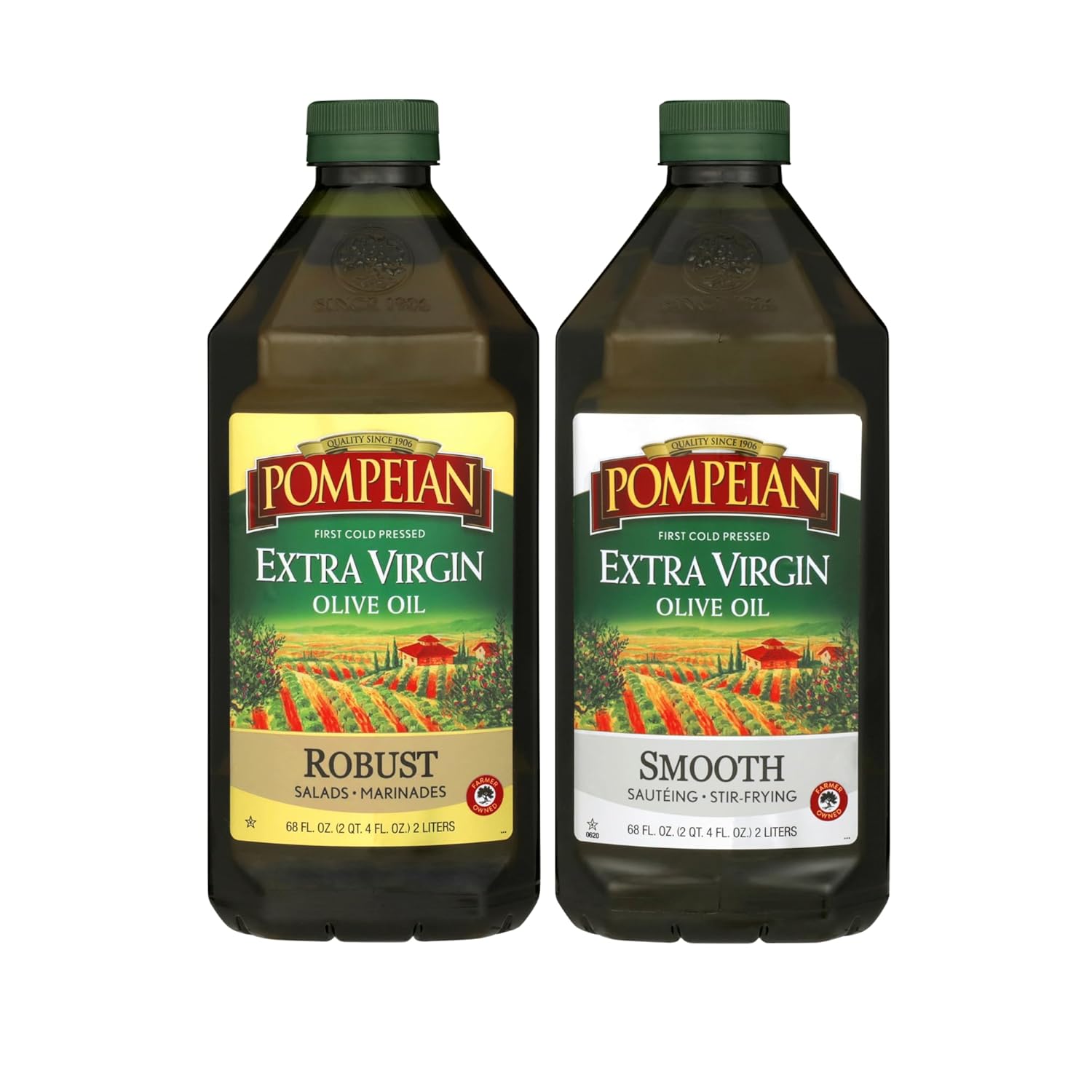 Pompeian Extra Virgin Olive Oil Variety Pack - Smooth, Robust, Naturally Gluten-Free, Non-Allergenic, Non-GMO, 68 Fl Oz (Pack of 2)
