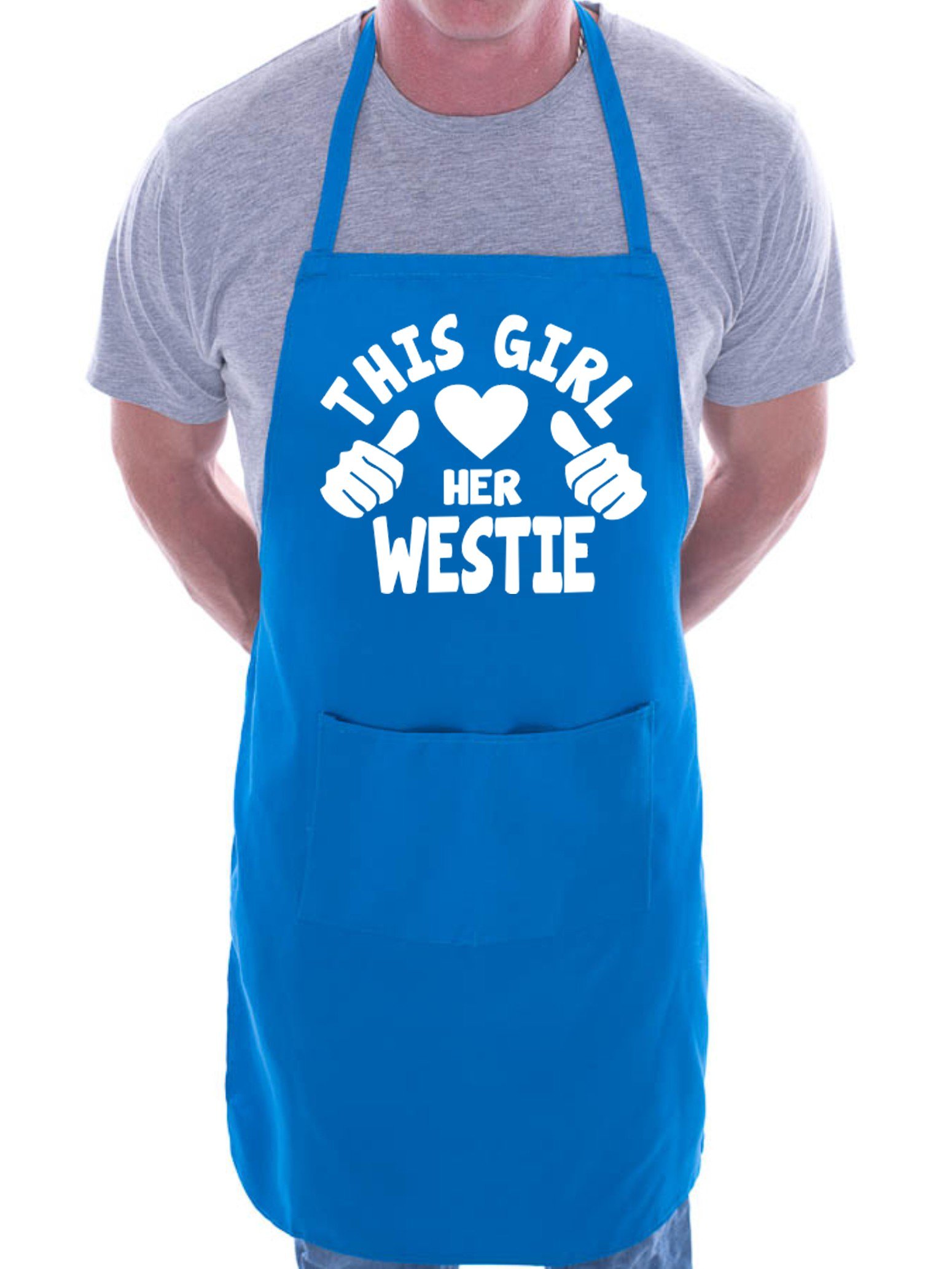 Print4u Boys Blue This Girl Loves Her Westie Dog Bbq Cooking Funny Novelty Apron
