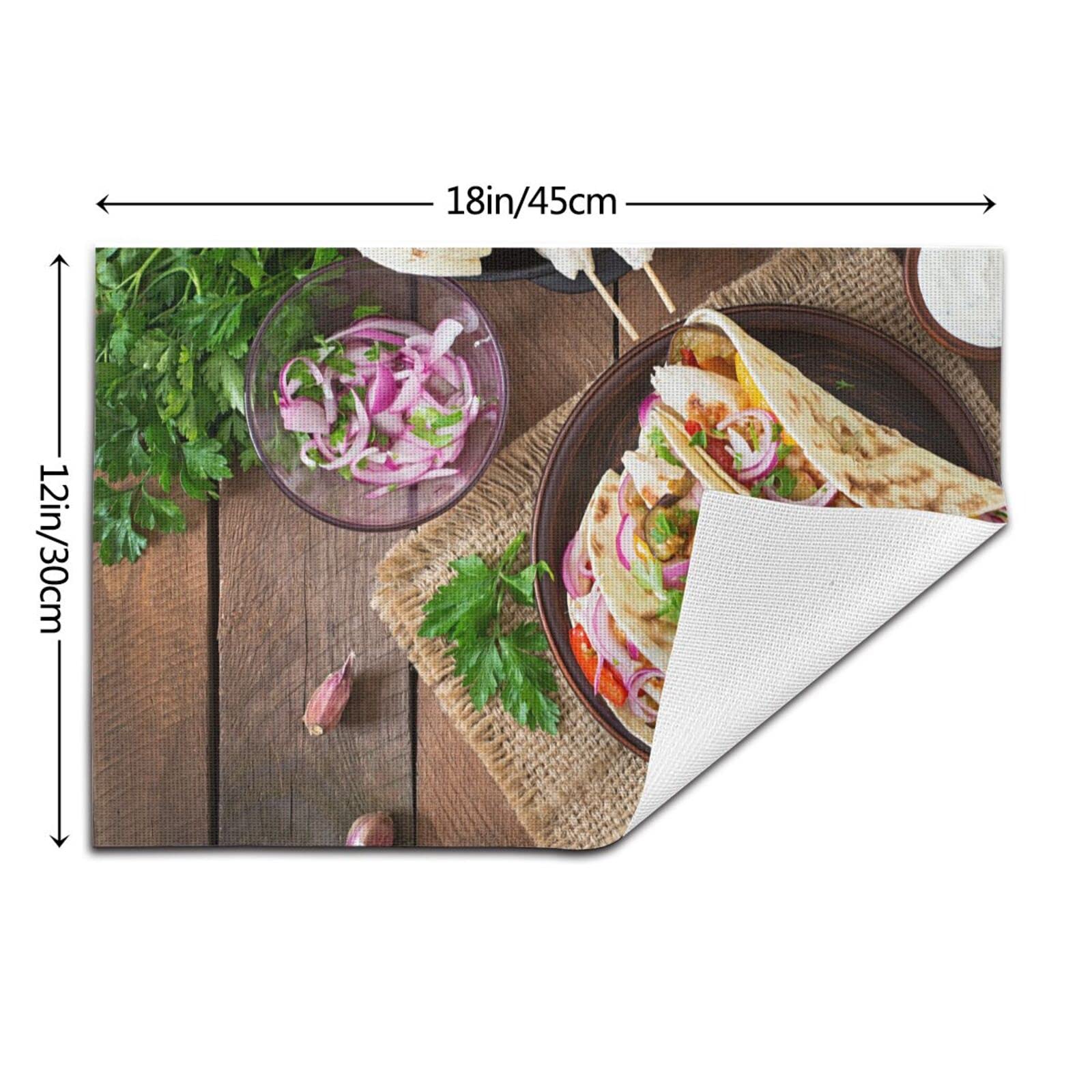 Yibeas Taco-Stempel Tischsets – 4er-Set Leinen-Sets Für Küche & Esstisch (30x45cm, Waschbar)