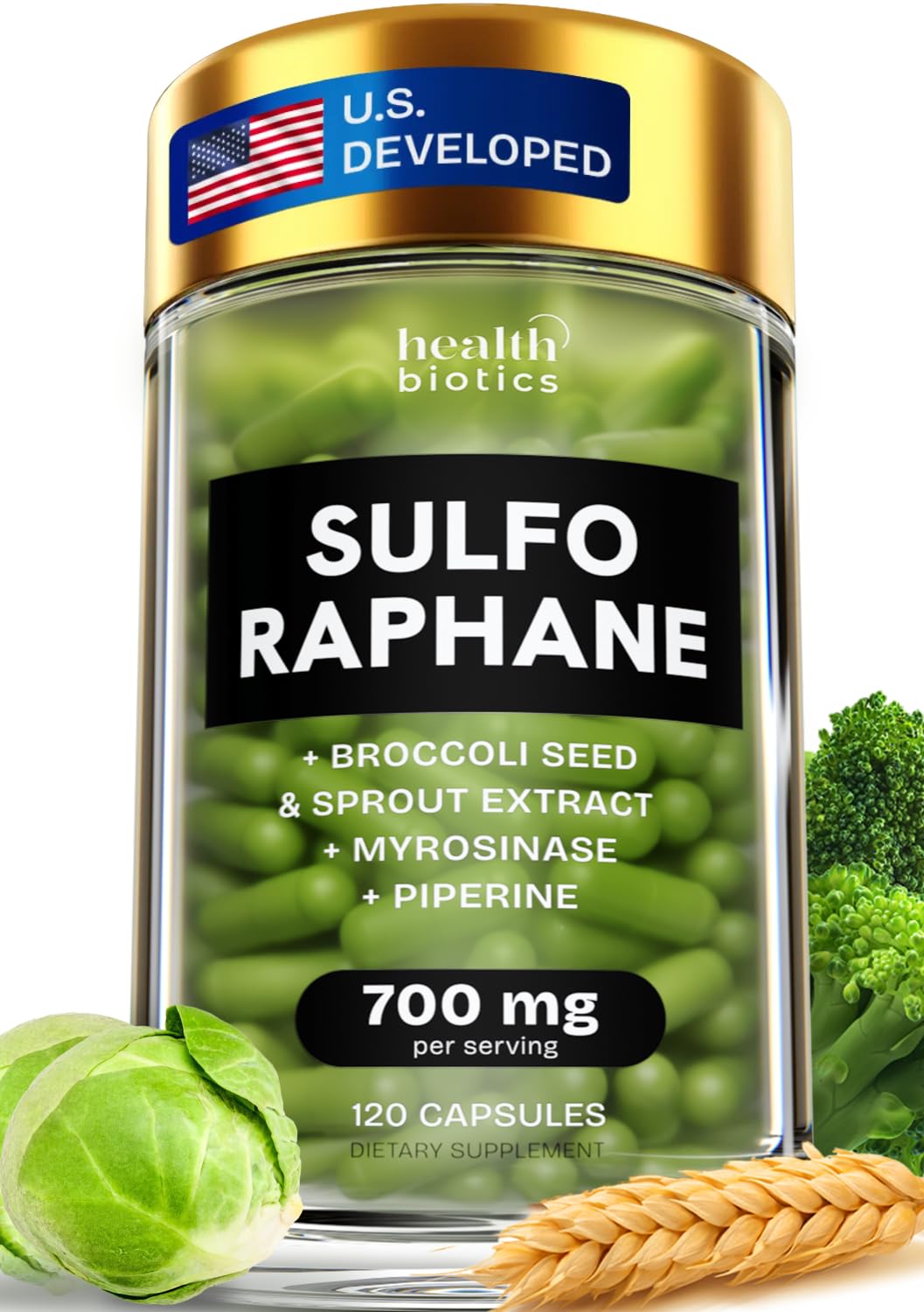 Liposomal Sulforaphane Supplement Organic Broccoli Sprouts, 700mg, 120 Caps