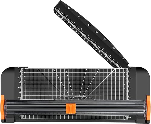 Cortador de papel recortadora de papel de guillotina de 12 pulgadas A4 con protección automática de seguridad y regla lateral para cupón papel de