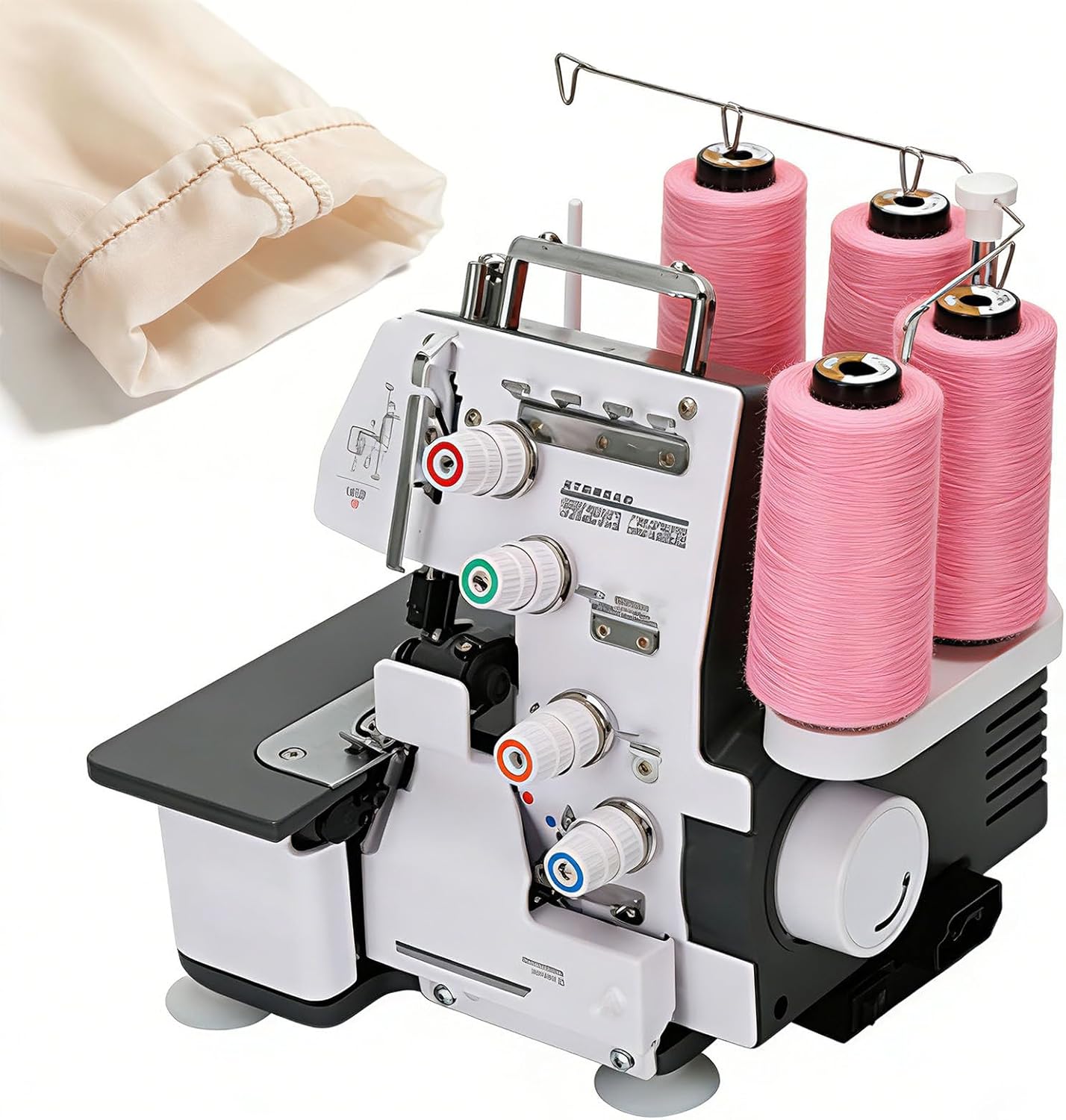 High-Speed Overlock Serger Machine with 1300 SPM, 3/4 Thread Adjustable Stitches, 12 Overlock Types, Adjustable Foot Lift & Stitch Length for All Fabrics