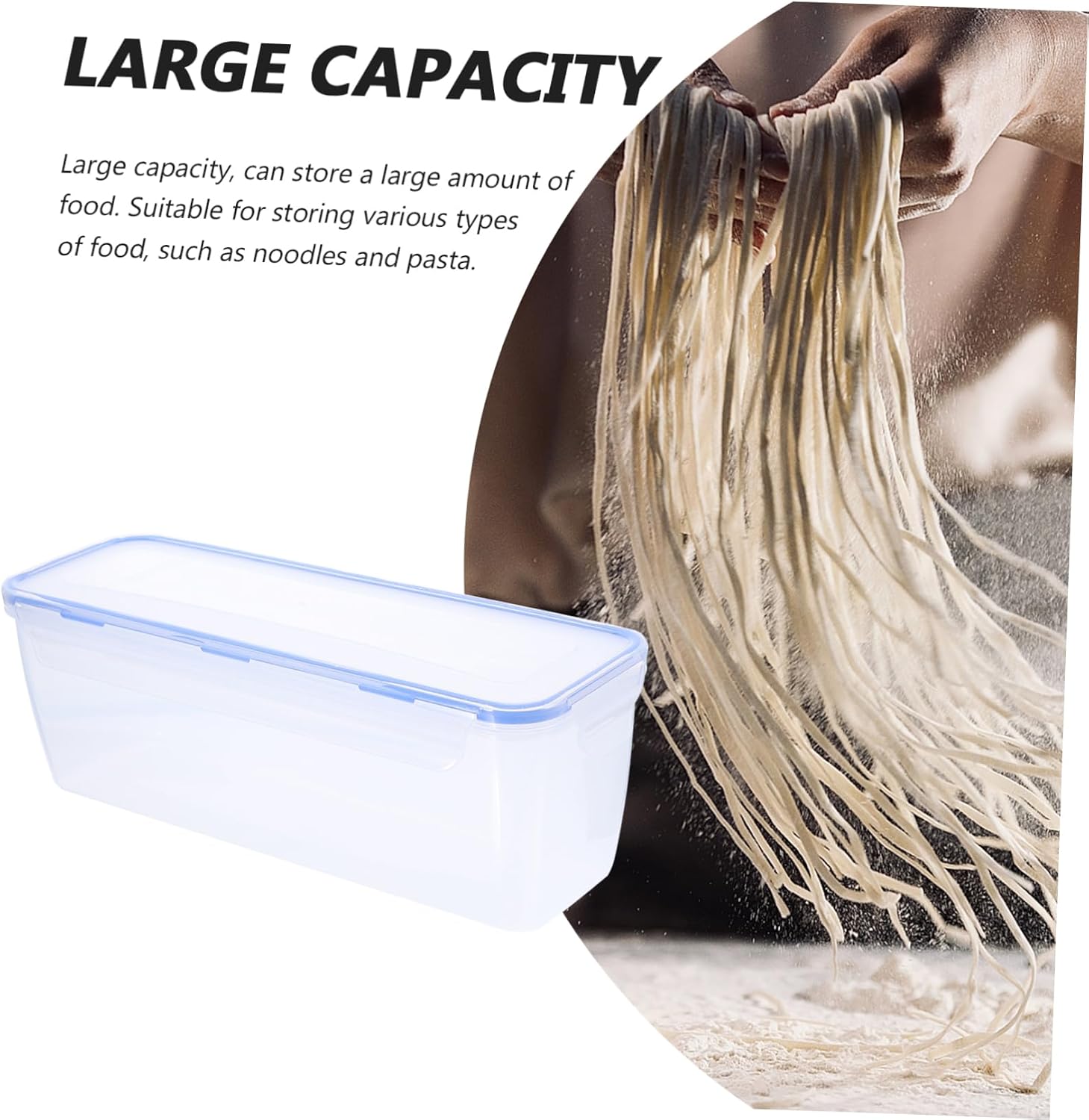 Rectangle Pasta Storage Containers Lids Large Food Storage Box Reusable Containers for Kitchen