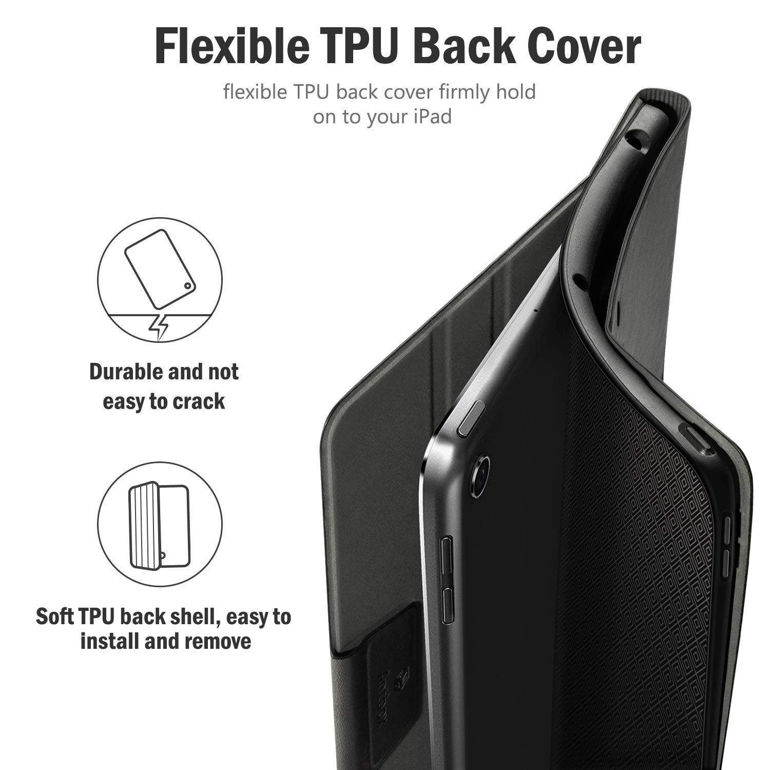 Antbox Custodia per iPad 9a generazione/iPad 8a generazione con portamatite Vegan in pelle Smart Cover per iPad 10,2 '' 9a/8a/7a generazione (nero)