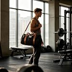 BESMART Gym Bags for Men with Side Pocket,38L Large Sports Gym Duffle Bag | Adjustable Strap&Shoe Compartment, Waterproof, Spacious, Wet Pocket, Durable Duffel Bag for Gym,Travel, Fitness,Black/Brown