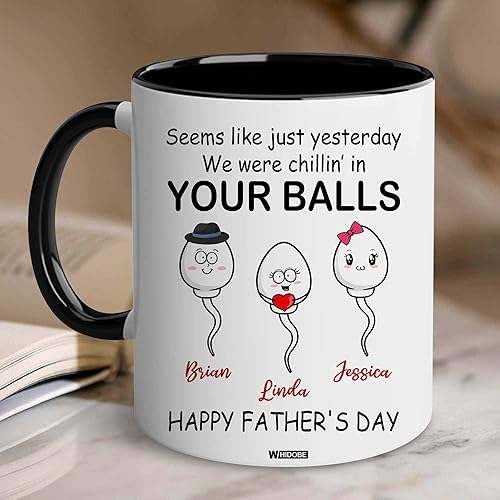 Vista 14 de WHIDOBE Taza personalizada para papá (1 niño) taza personalizada de 11 oz 15 onzas para papá de niños, regalo divertido para el día del padre