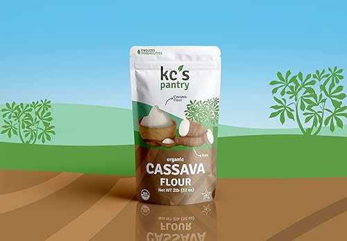 Miniatura 3 de KCs Pantry - Harina de yuca orgánica – Bolsa de 2 libras, 28 porciones, orgánica, sin OMG, vegana, sin gluten, Keto y Paleo, Kosher, perfecta para
