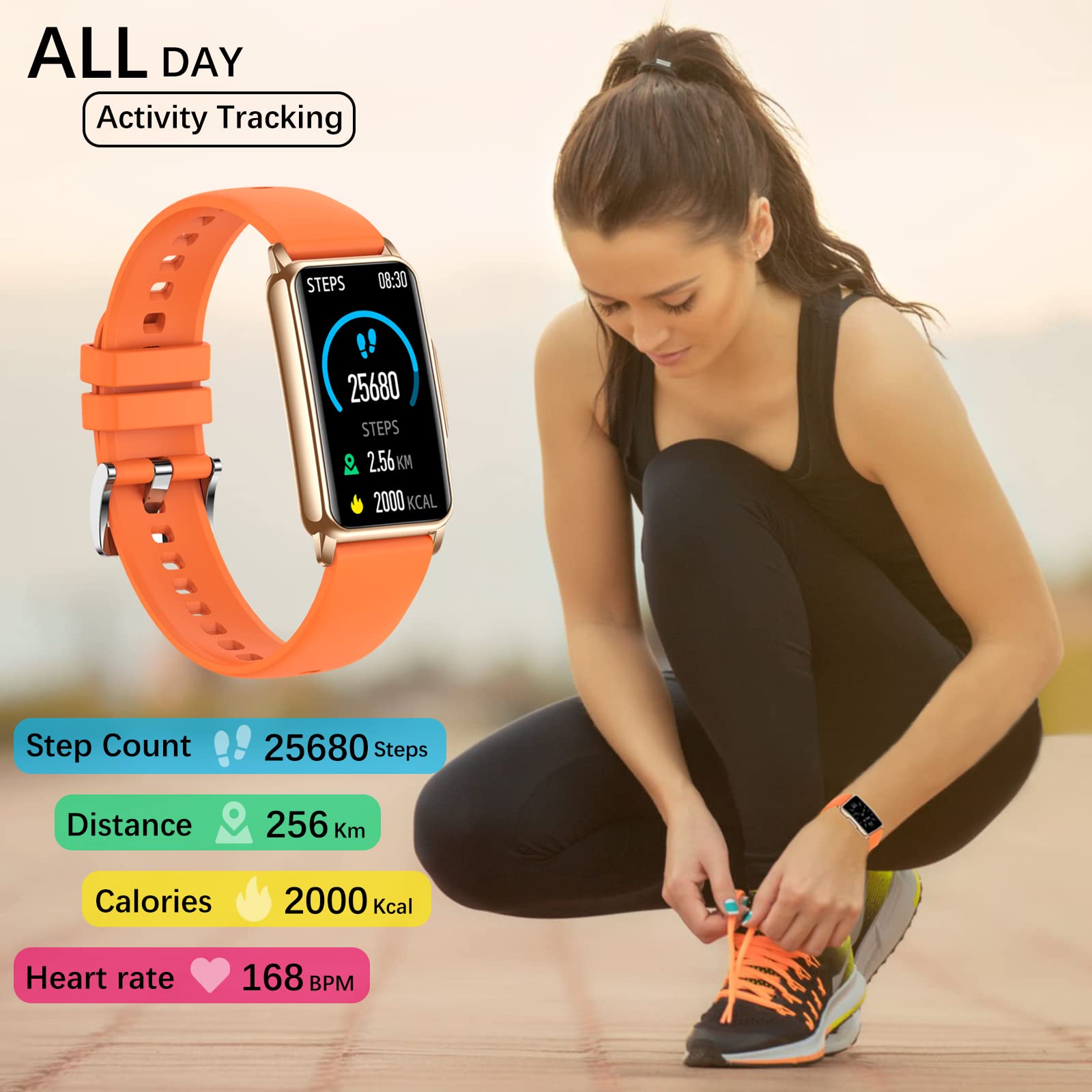 ECOSOON Smartwatch Donna, Orologio Smartwatch Donna Impermeabile IP68 Contapassi Polso Donna con Cardiofrequenzimetro, SpO2, Sonno, 123 Sportivo, Smart Band Orologio Fitness Donna per Android iOS