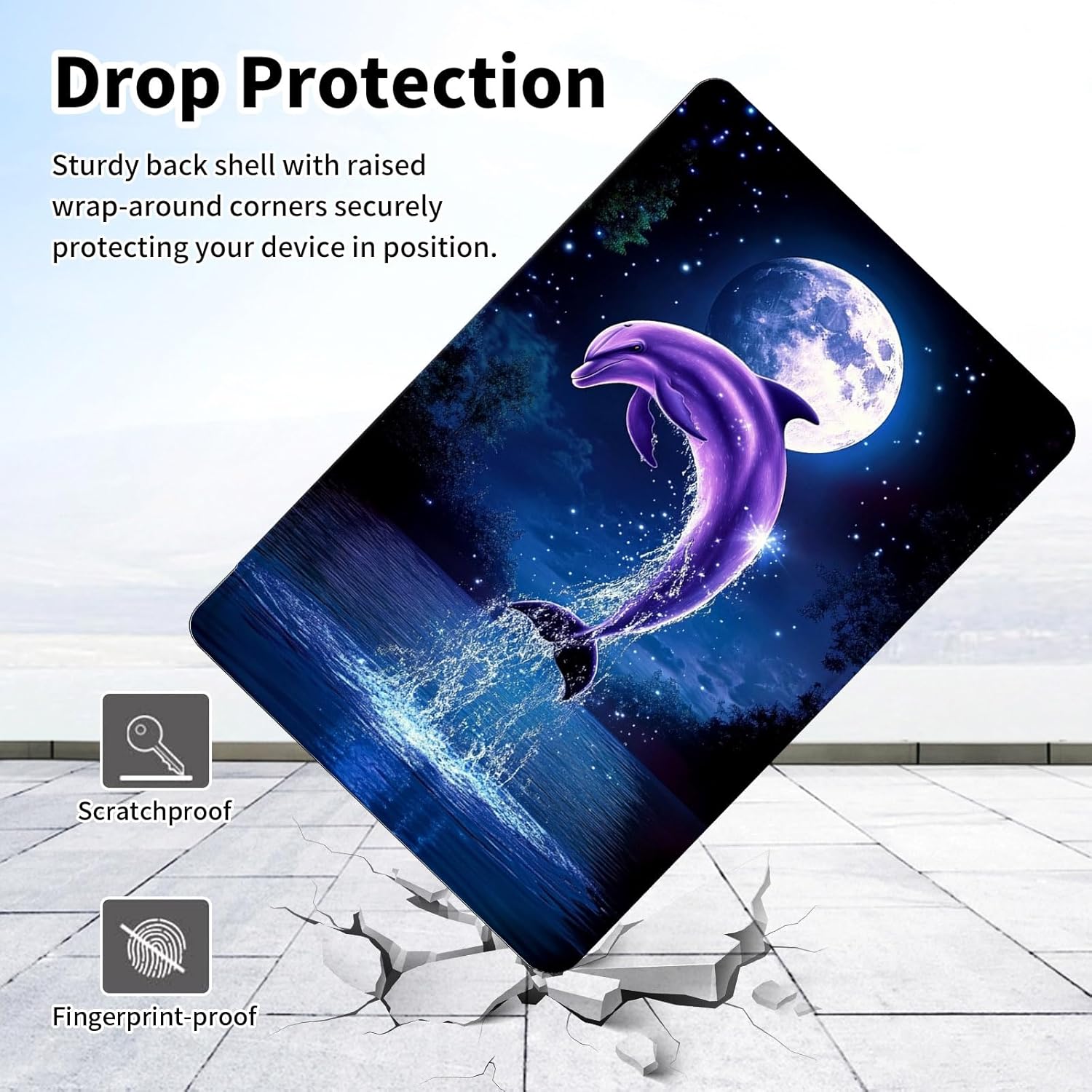 for Fire Max 11 Tablet Case,(13th Generation,2023 Release) 11",Slim PU Leather Multi-Angle Stand Folio Cute Cover with Auto Wake/Sleep Case for Fire Max 11 Tablet,Cute Dolphin Ocean