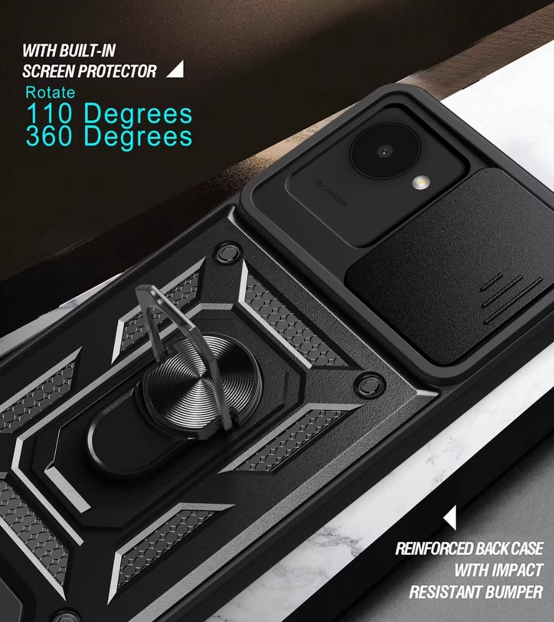 Avizar - Cover Iphone 13 Pro Max Anti-shock Con Porta-carte Scorrevole Defender Rossa