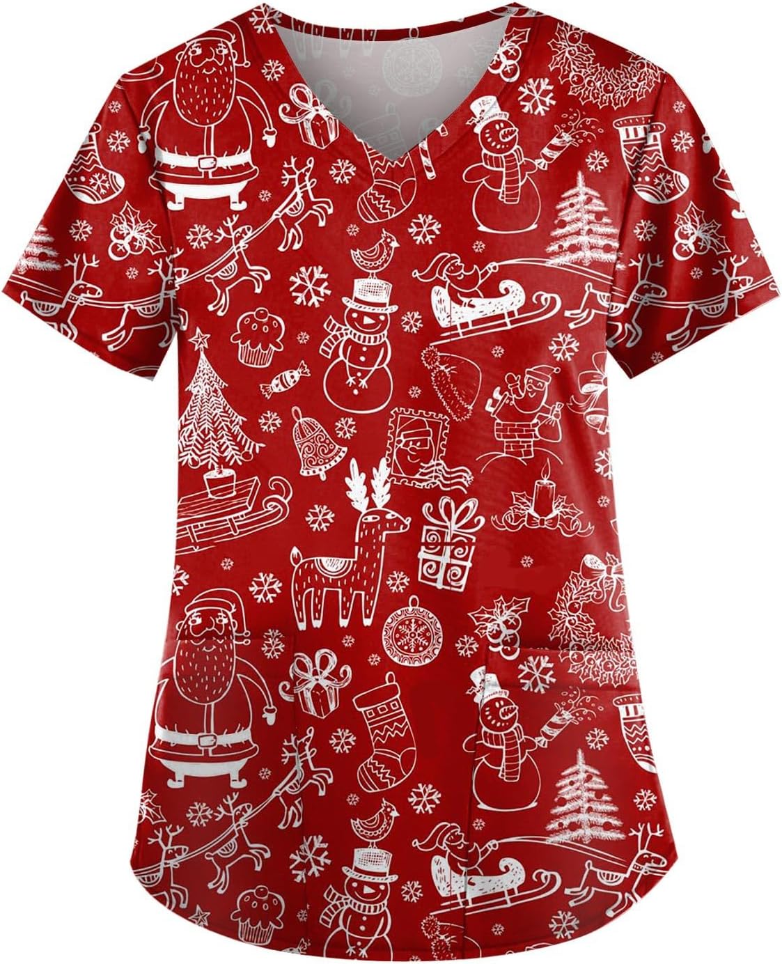 Christmas Scrubs Plus Size Scrub Tops for Women Vet Pediatric 2024