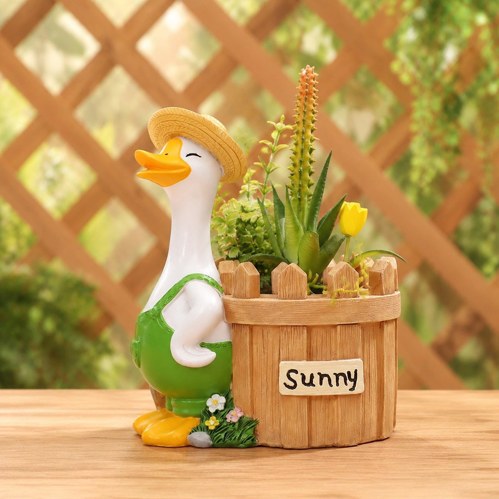 Goose Planter Pot Fioriera Vaso Ornamento Contenitore Resina Piccolo per Tavolo Scaffale Esterno Adatto a Regalo Decorazione, 12x8x15 Cm