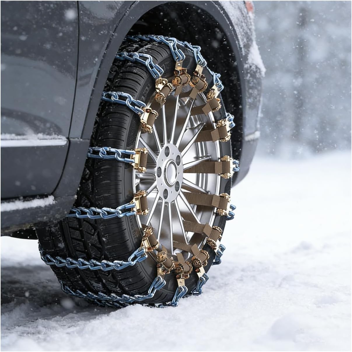 Auto Tightening Snow Chains for MG Cyberster 2023 2024 2025,Adjustable Portable Highly Stable Anti-Slip tire Chain Reusable Quick-Install Snow Chains,20pcs