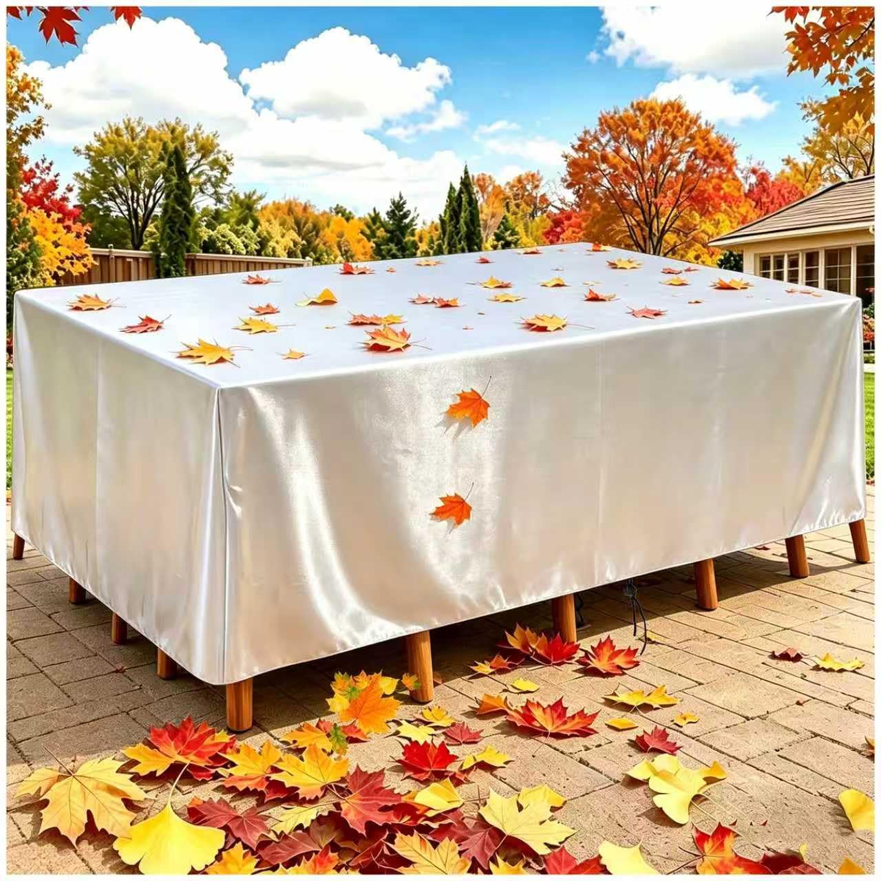 Rectangular Garden Furniture Covers - 50x50x50cm/LxWxH Silver -Waterproof 420D Oxford Fabric Outdoor Table, Patio & Rattan Garden Furniture Covers, Windproof, Anti-UV, Rip Proof