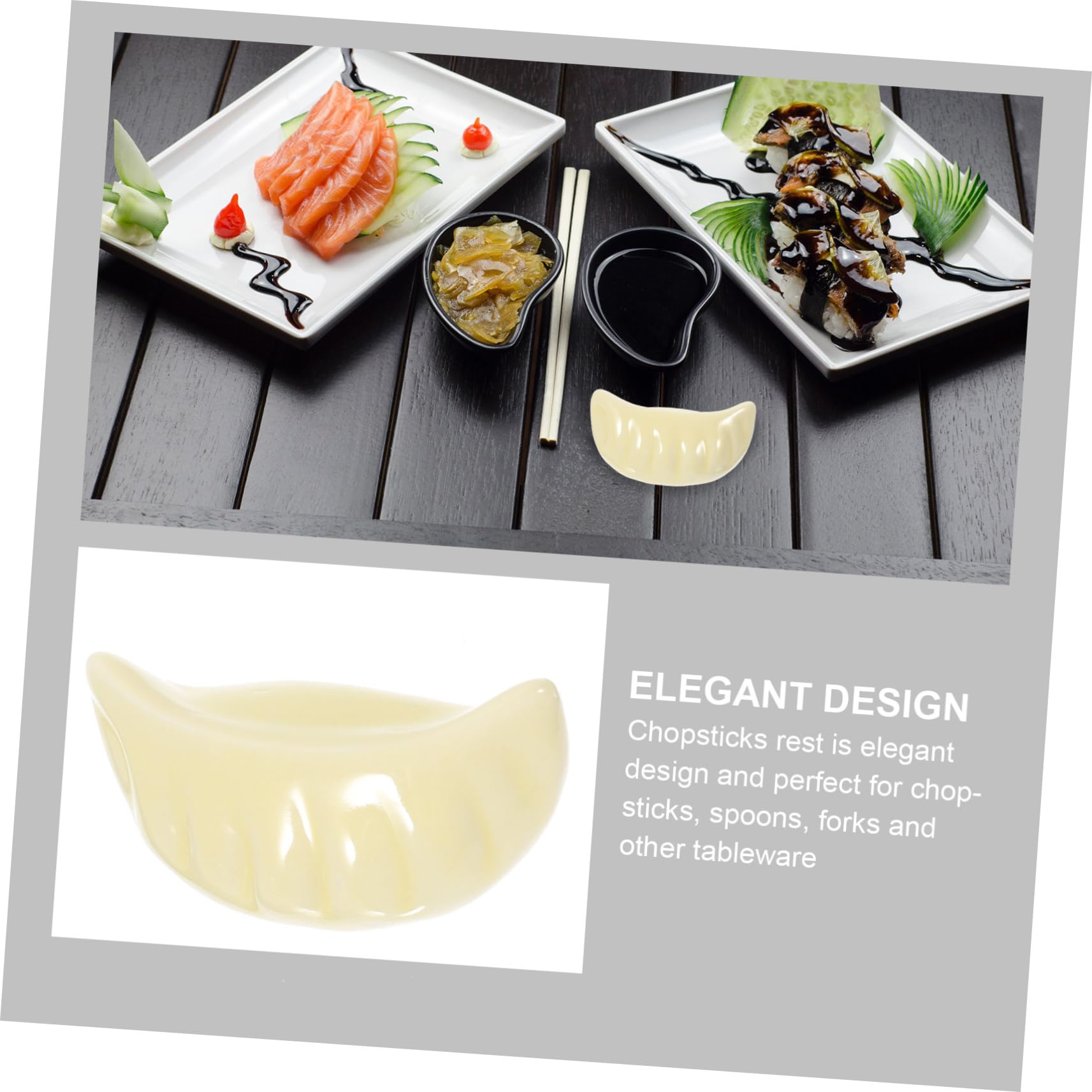 Repose-Baguettes, Supports pour Baguettes de Restaurant, Lot de 4, Beige, en céramique en Forme de Ravioli, 4,7 x 2,5 x 2,0 cm