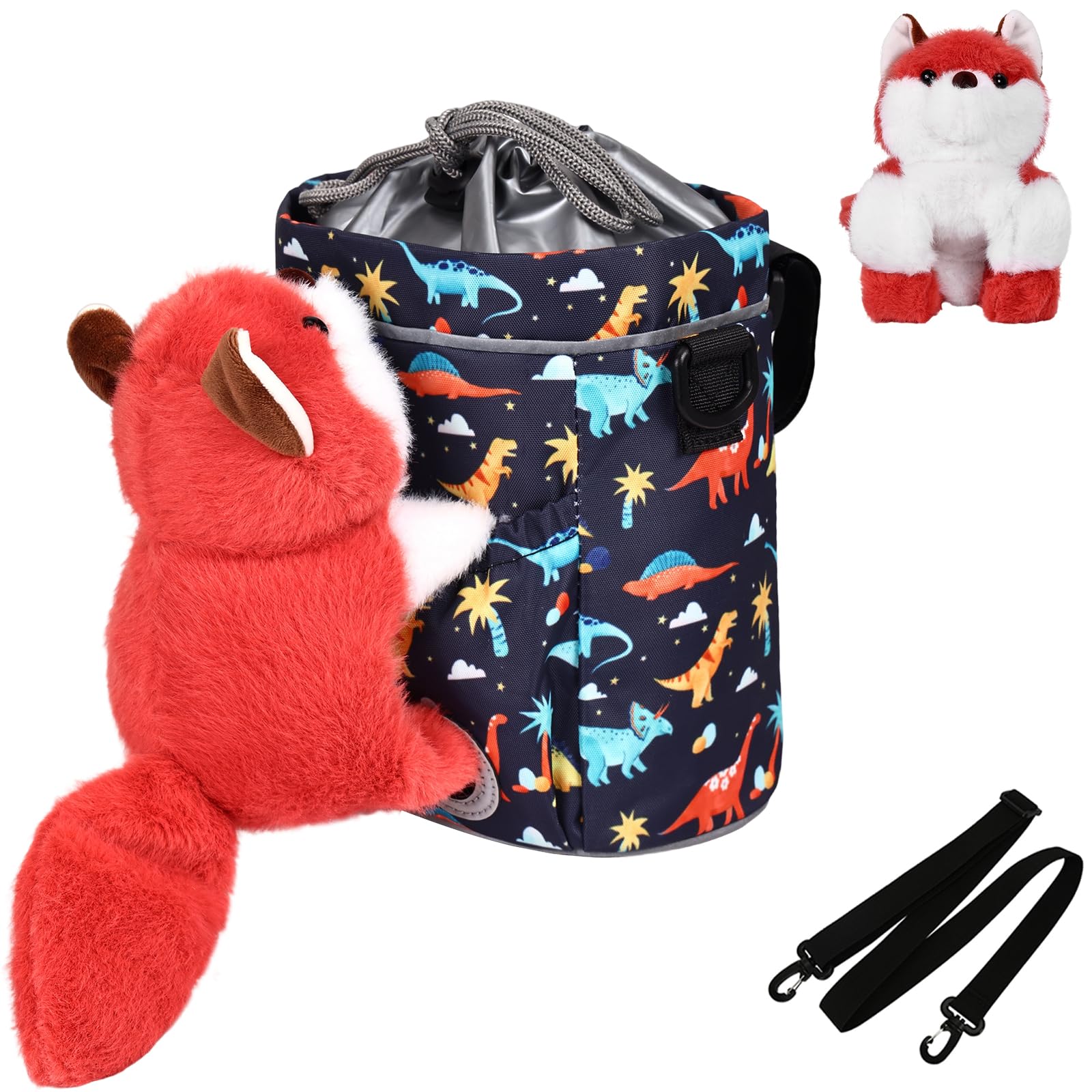 ONETOALL Bolsa de Manillar para Niños con Peluche, Cesta para Bicicleta Infantil, Regalo de Niña para Bicicleta sin Pedales, Triciclo o Patinete