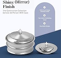 Vista 2 de Communion Ware - 2 bandejas para servir vino santo con tapa y 1 plato de pan apilable con tapa, acero inoxidable (espejo/plateado)