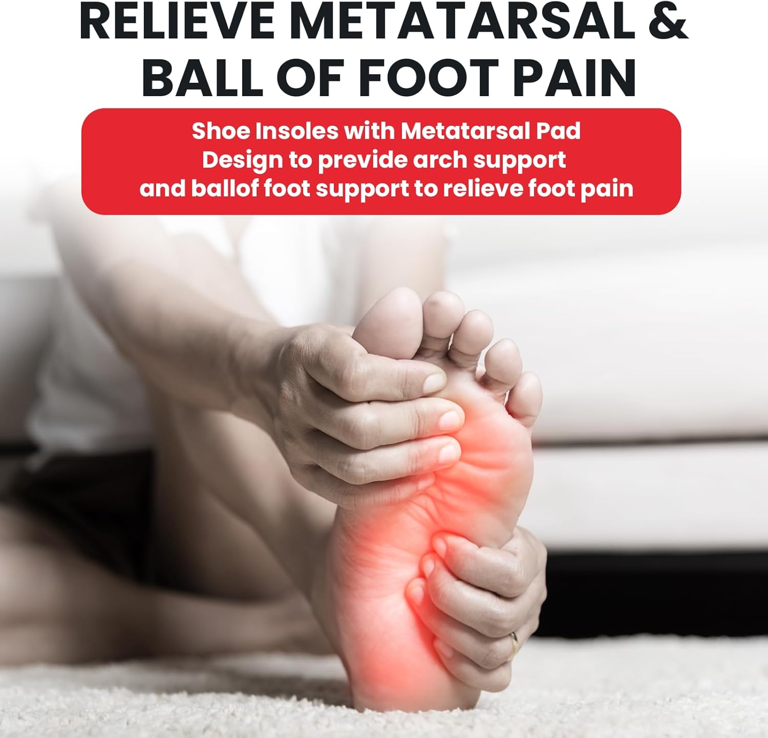 Metatarsal Pain Relief Insoles Morton's Neuroma Shoe Insert for Men & Women Relieve Ball of Foot Pain,Metatarsalgia,Arch Support Insoles for Standing or Walking All Day-L - Image 3