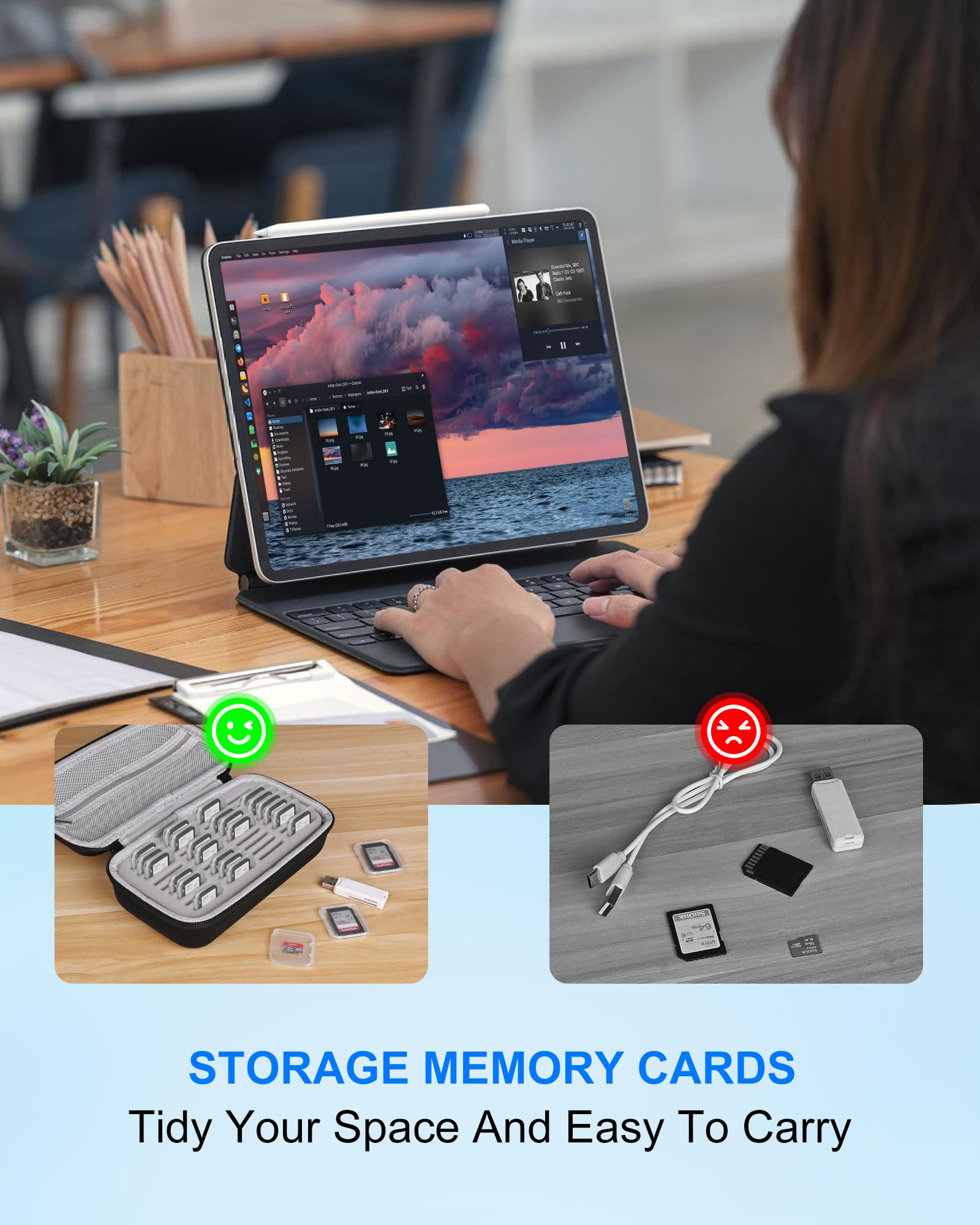 Funda para tarjetas de memoria con funda de plástico resistente al agua y antigolpes, 36 ranuras para tarjetas de memoria, 27 tarjetas micro SD y 9 tarjetas SD SDHC SDXC, organizador de