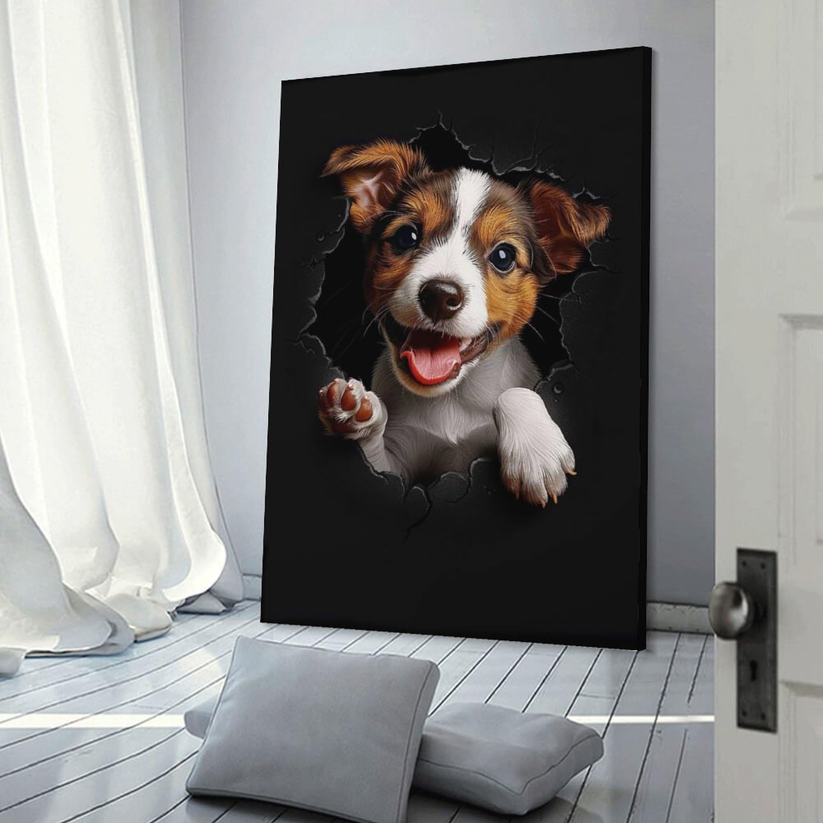 Junmoney Frame-Style-7 Decorative Wall Artwork Jack Russell, 08X12inch(20X30cm), For Calm Bedrooms, Home Corners Or Flats, An Easy Wall Refresh For Bedrooms