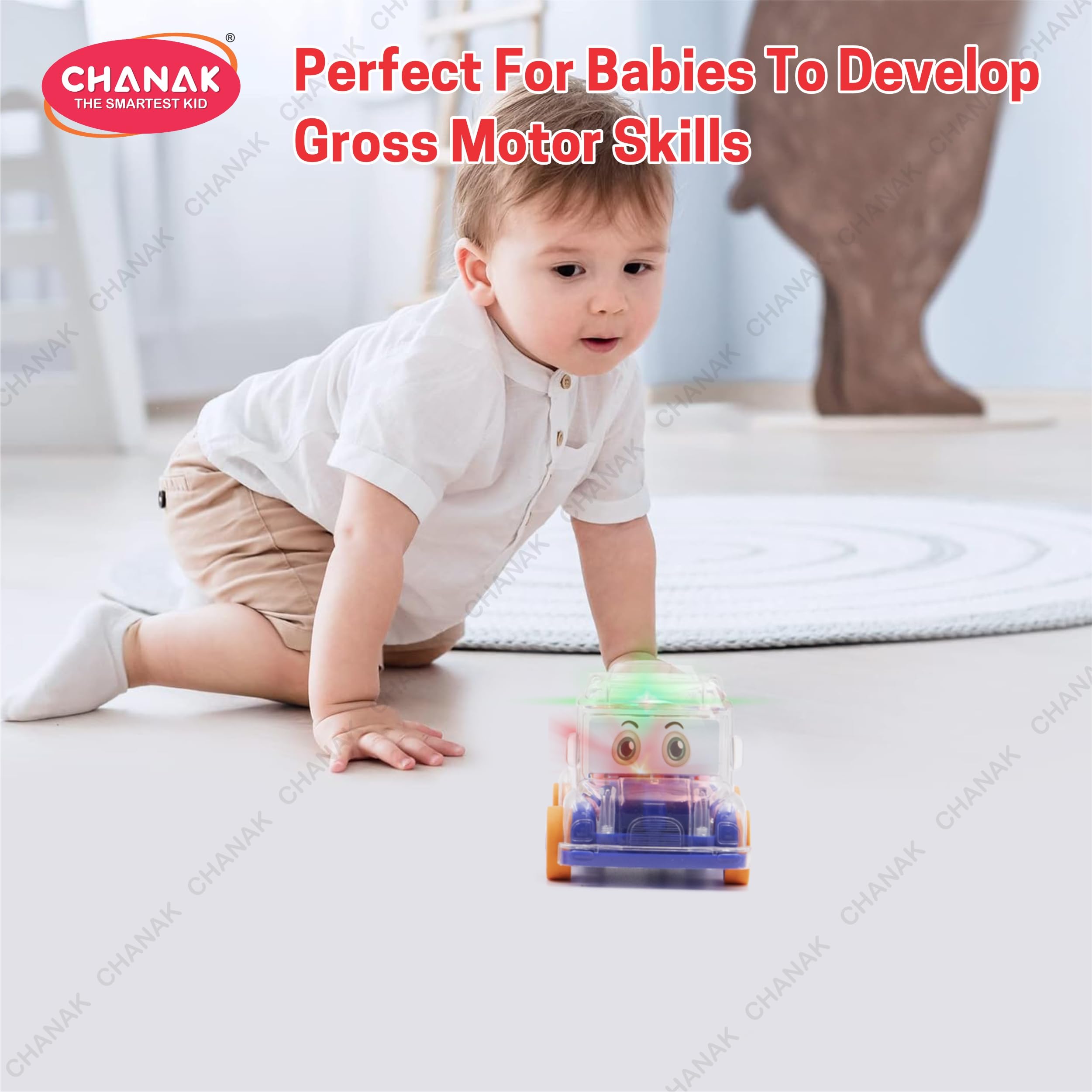 Chanak Transparent Gear Bus for Kids, Mini School Bus with Tinkling Sound and Light Toy for Kids Above 3 Years, BIS Approved (Dark Blue) 2