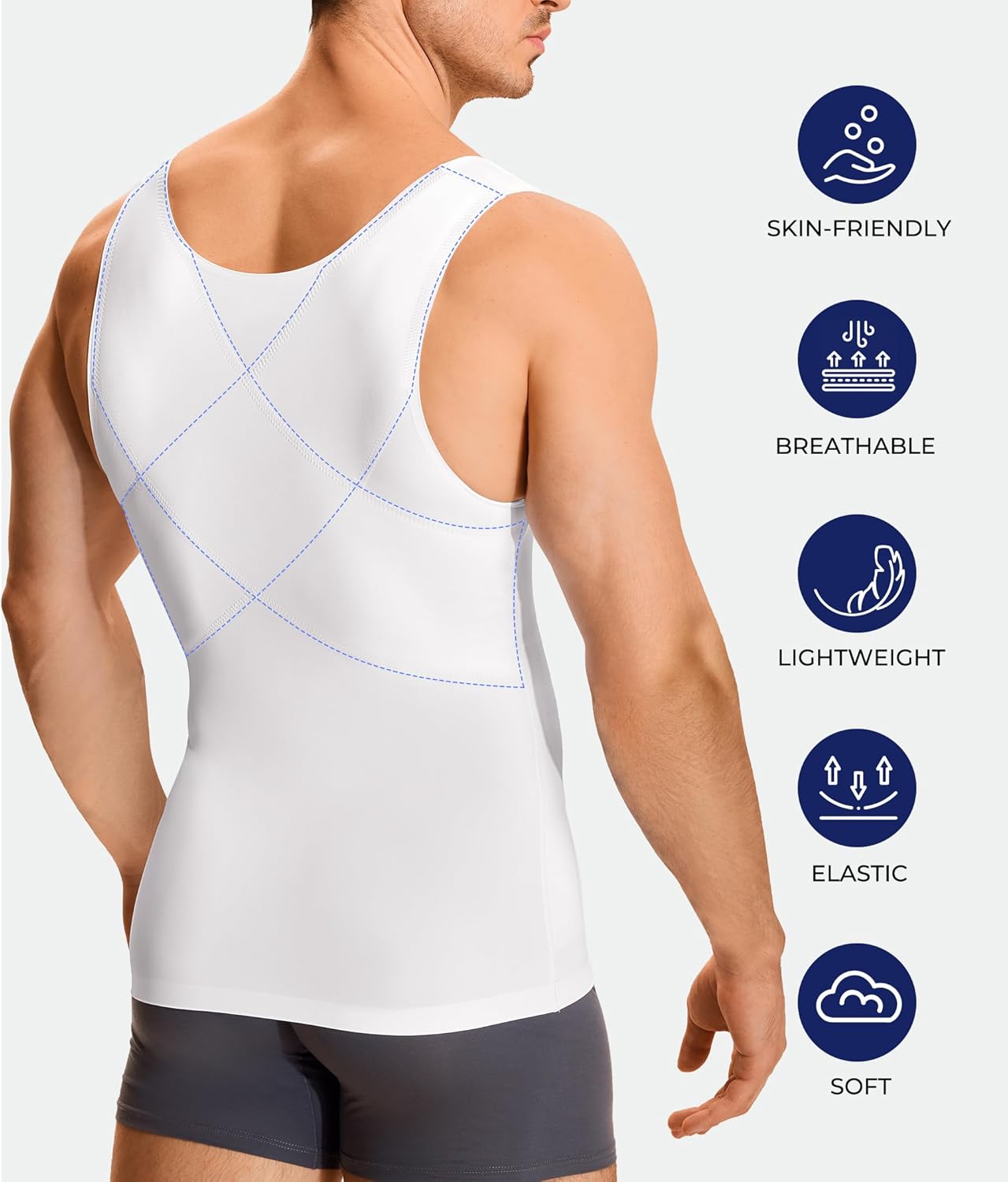 TAILONG Compression Shirt Men - Slimming Undershirt Body Shaper Vest, Compression Tank Top Shapewear Tummy Control - Image 5