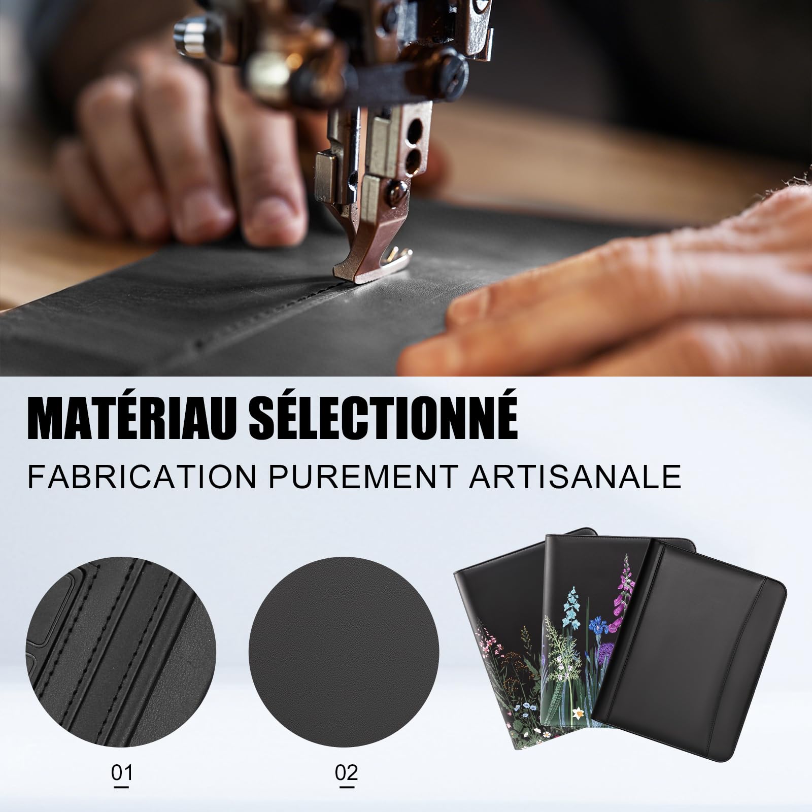 Leathario Portfolio A4 en Cuir PU, Conférencier Porte Document Pour Bureau Agenda d'affaires, Chemise de Dossier Pour Directeur