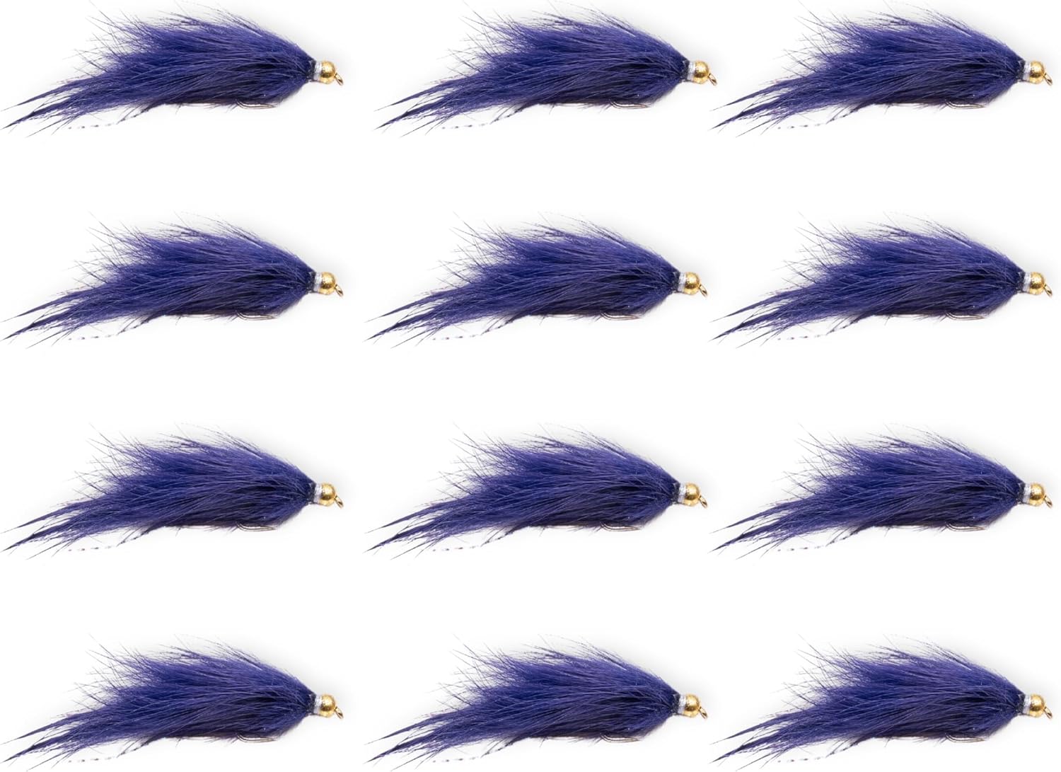 Pine Squirrel Leech Fly Fishing Flies 12 Pack with Cup | Hand Tied Streamer Wet Fly Nymph Lures for Trout Bass Salmon Steelhead Panfish | River Lake Stream | Sizes 8 10 12