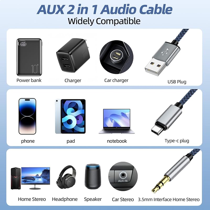 Gbformat USB-C 3.5mm Jack Aux Kábel 1.2m 2in1 Töltés és Hanglejátszás