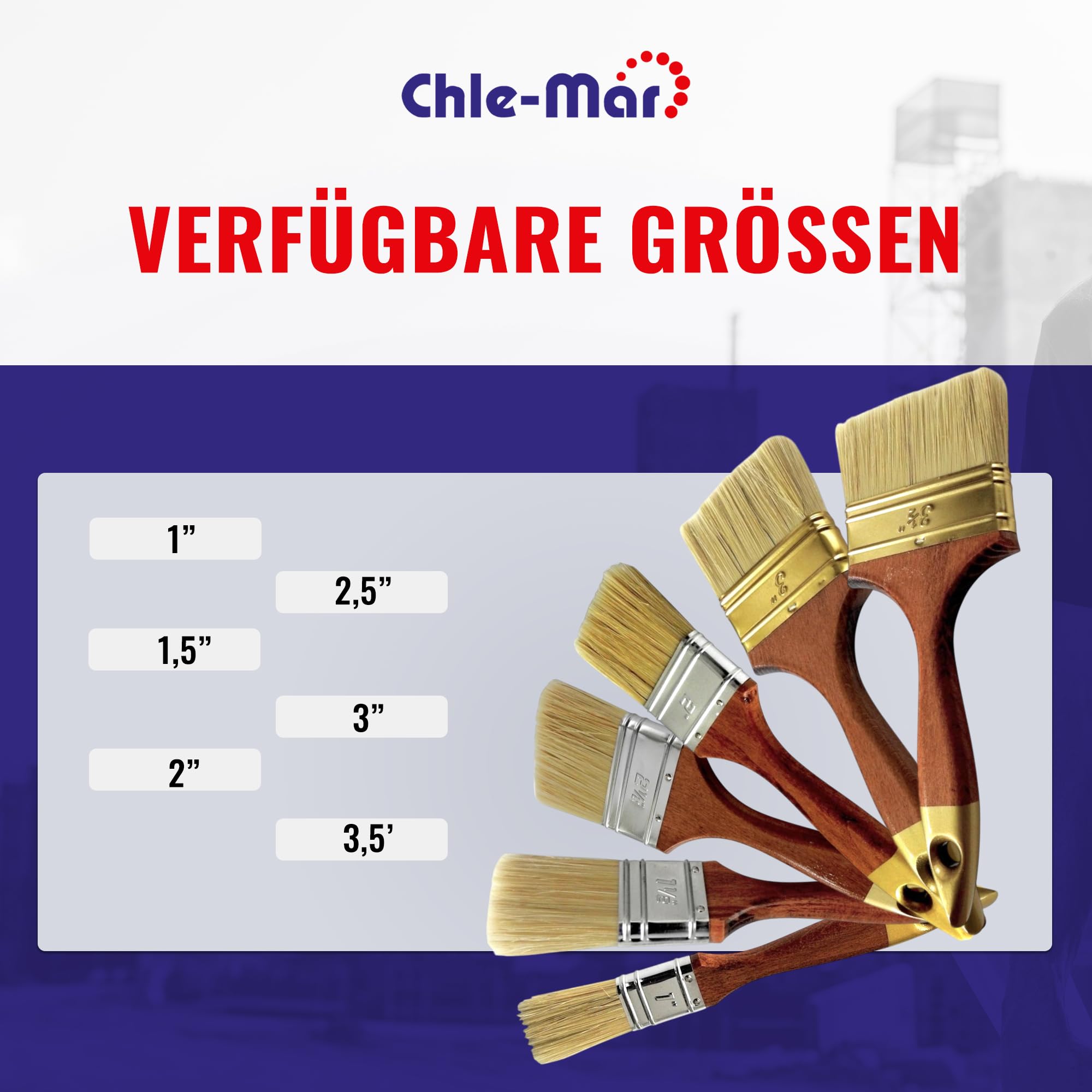 Chle-Mar 10x Pro Maler Pinsel (Flach) 3" für präzises Streichen