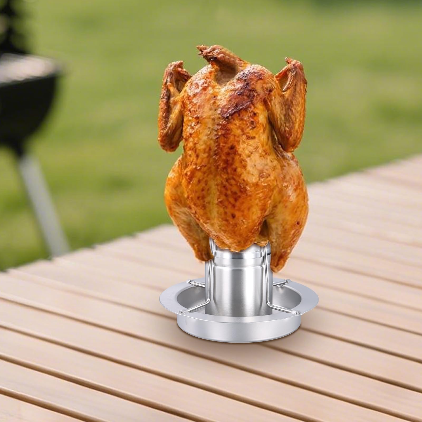 2 Stück Edelstahl Hähnchen Ständer, Bräter Huhn Halterung Vertikal Hähnchen Ständer Grill, Hähnchengriller, Hähnchenbräter Grill, Hähnchenbräter für Hausgrill, 17.5 x 24 cm