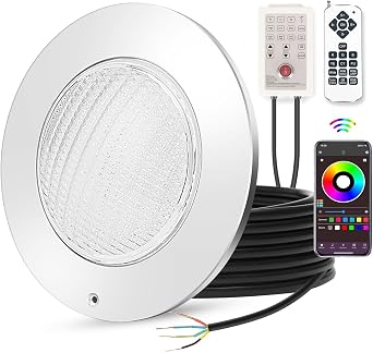 Pool Lights for Inground Pool, 54W 10 Inch Large LED Multicolor Inground Pools LED Light with 50 Foot Cord for Wet Niche, APP Control & Remote Control